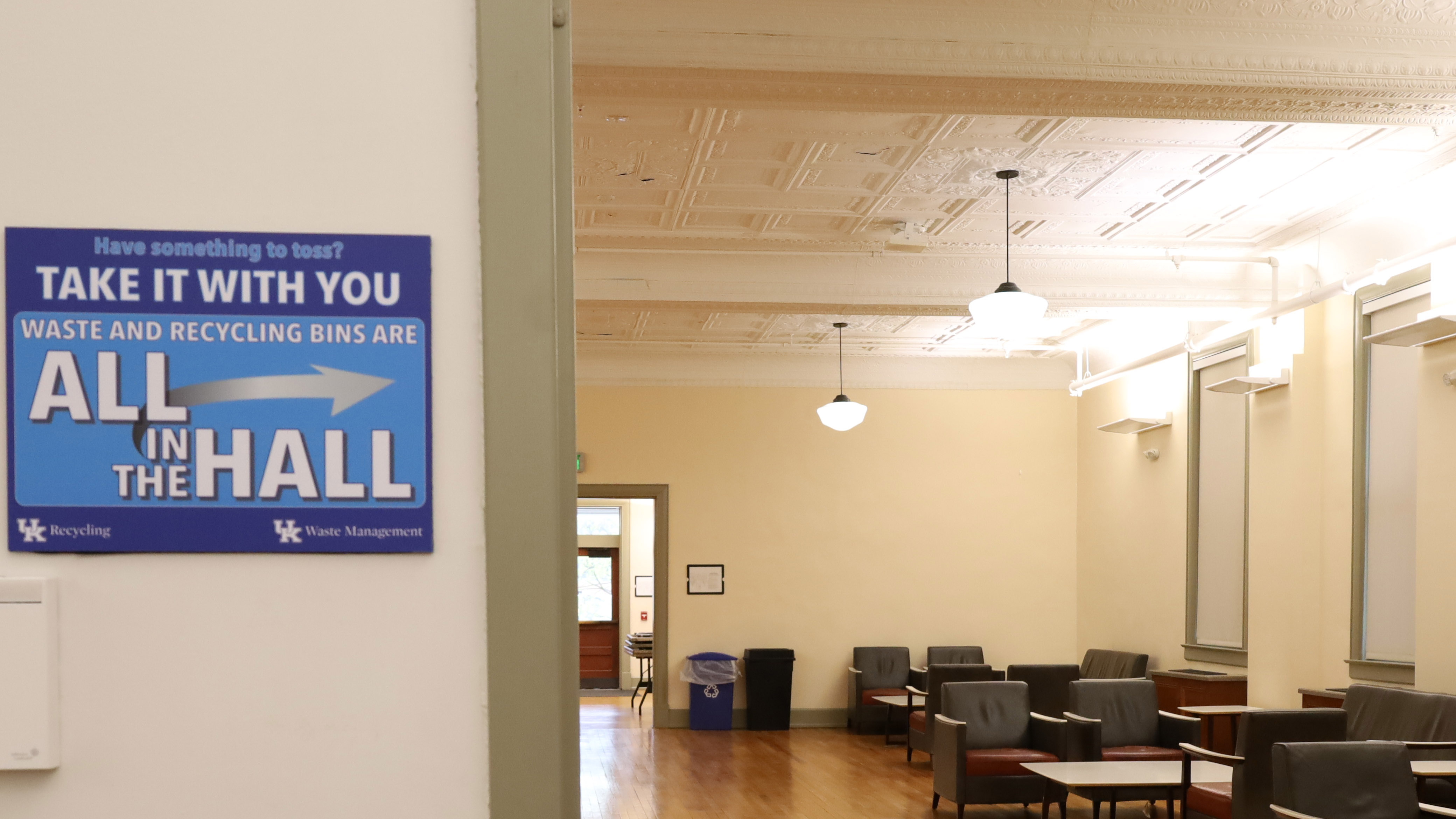 the All in the Hall signage in Patterson Hall.