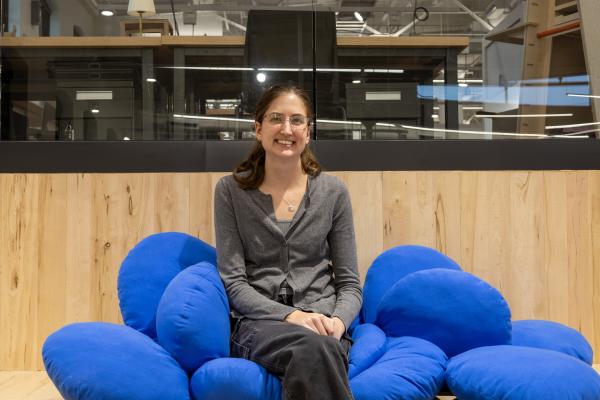 Student sitting on modular chair