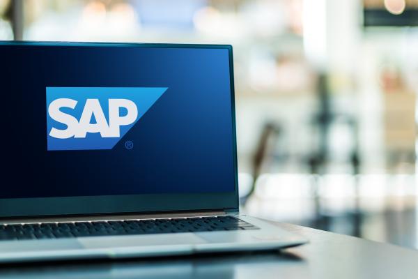 SAP logo on a computer screen