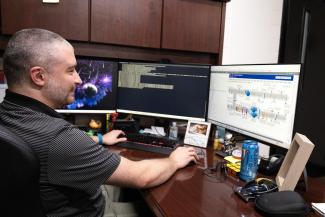Controls Engineering team member working in the controls system