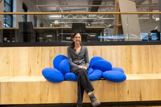 Student sitting on modular chair