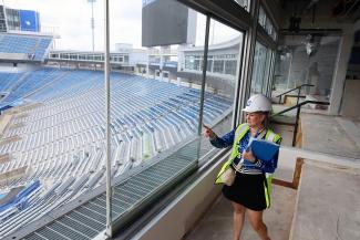Sarah Baker at the renovation of Kroger Field suites