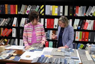 Interior designers looking at swatches and samples