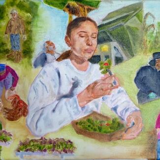 Painting of UK's Food and composting lifecycle