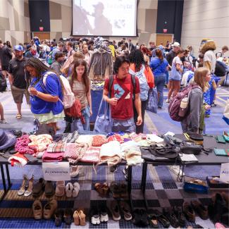 UK students thrifting at the 2026 Thrift Shop Pop Up