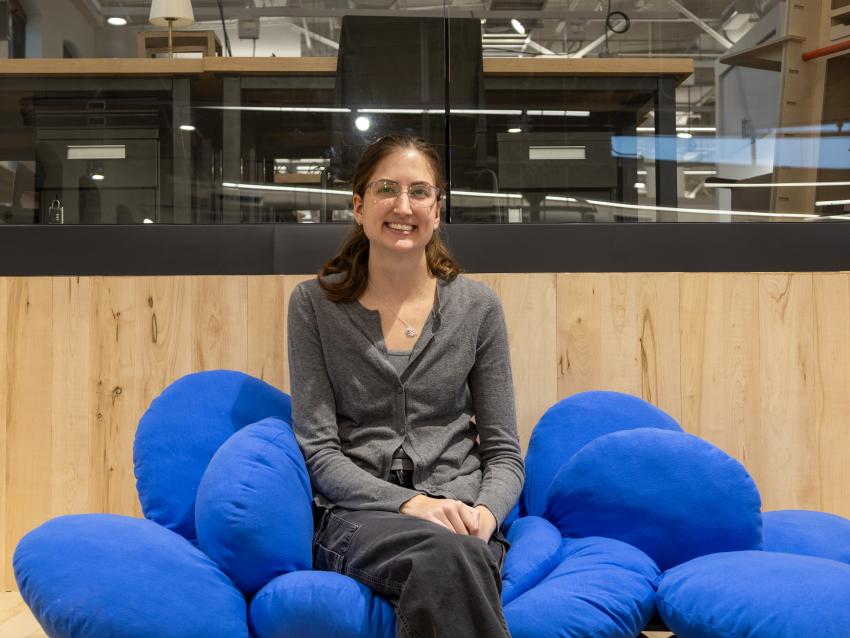Student sitting on modular chair